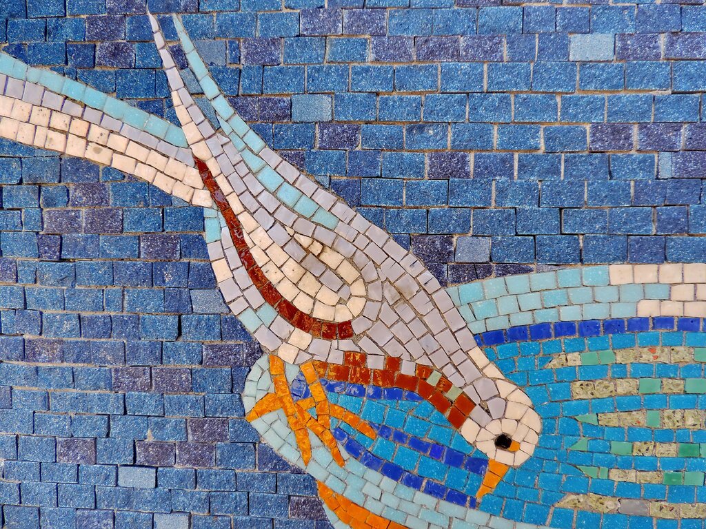 Tile mosaic on the wall