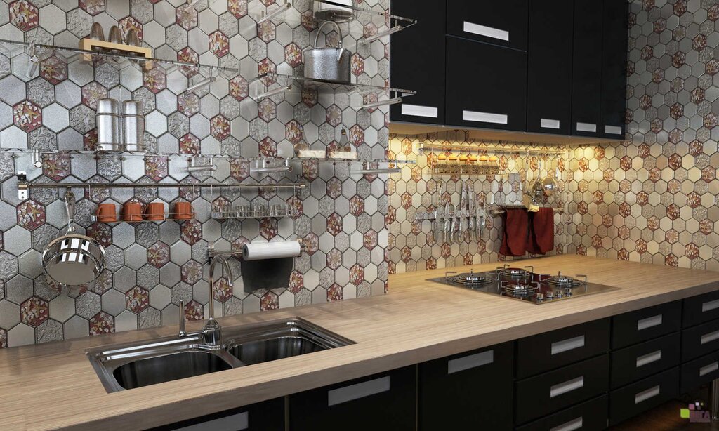 Honeycomb mosaic for the kitchen backsplash