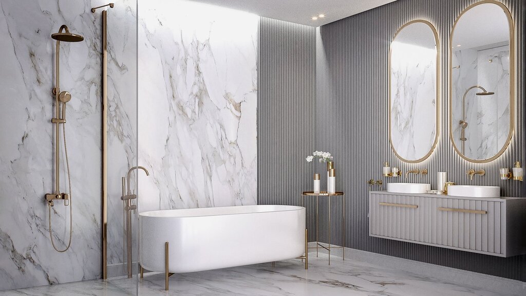 White marble with gold