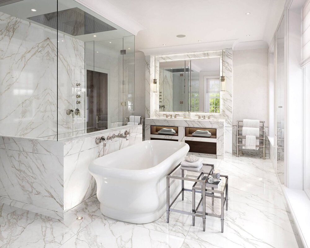 Marble in the bathroom interior