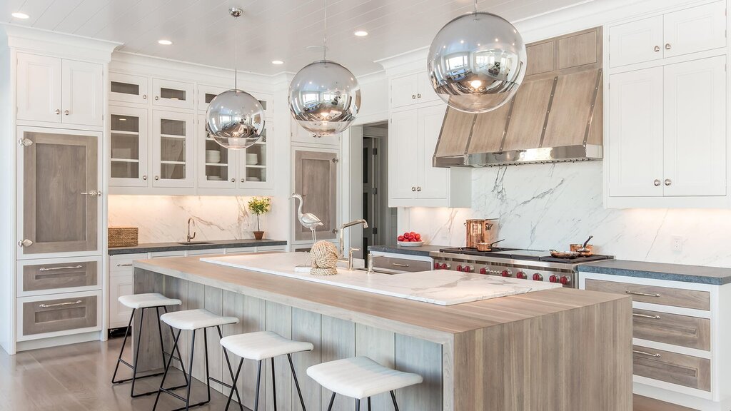 Marble kitchen in the interior