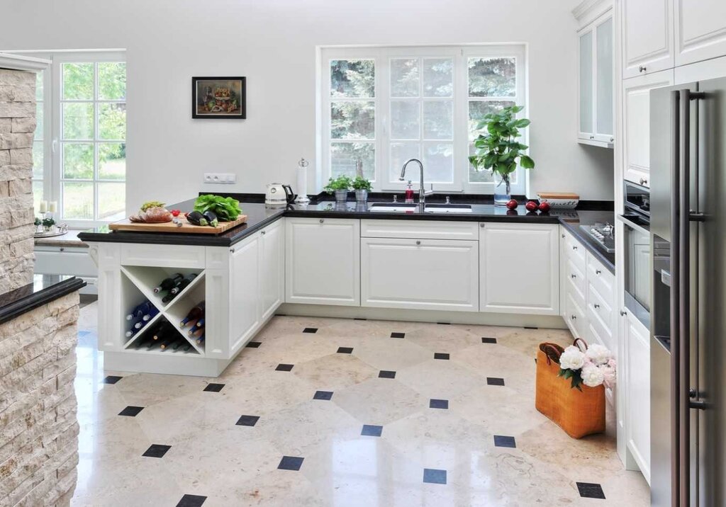 Marble floor tiles for the kitchen