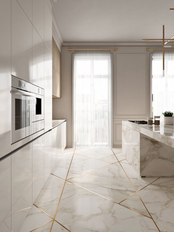 Marble floor tile