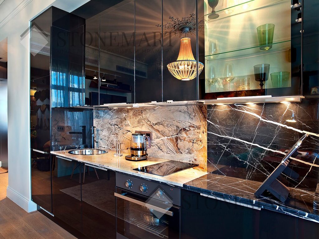 Marble countertop and backsplash