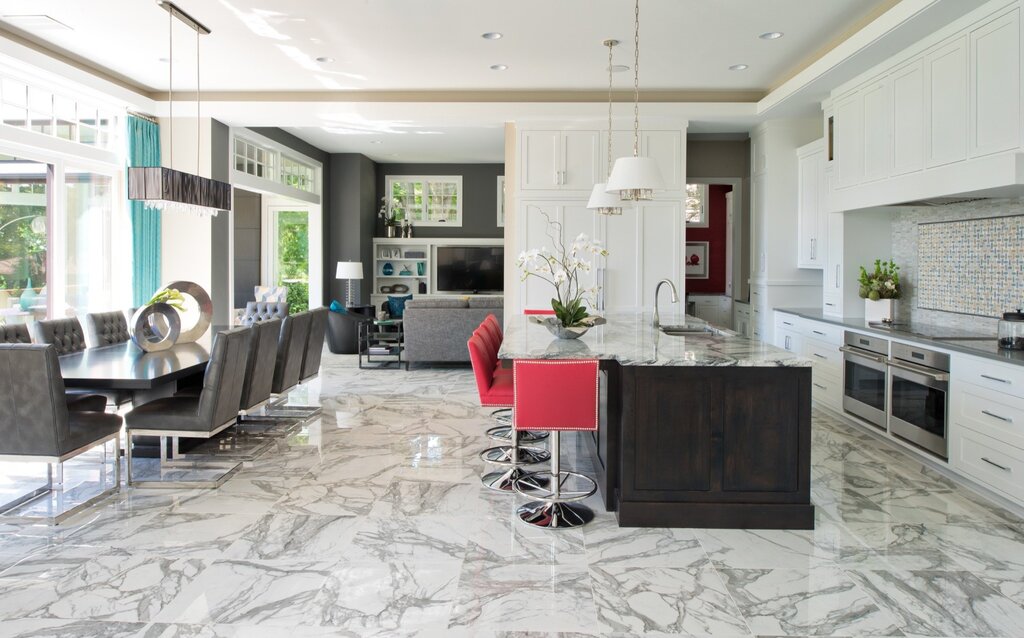 Marble floor in the living room