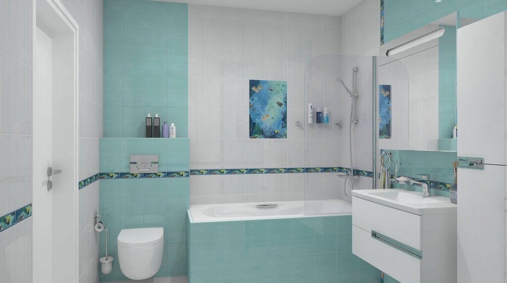 Mint bathroom tile