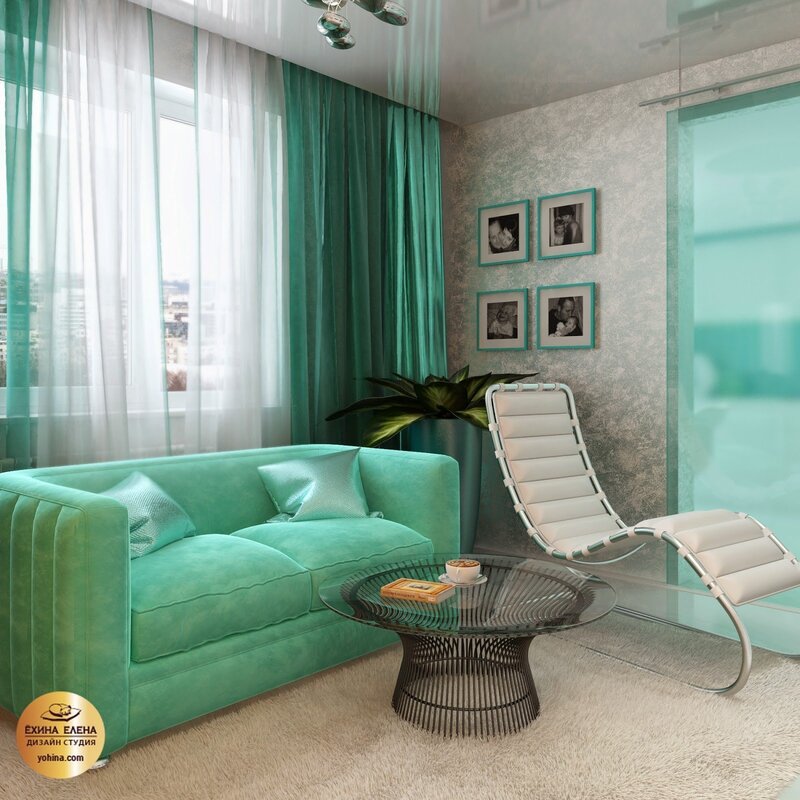 Mint sofa in the interior