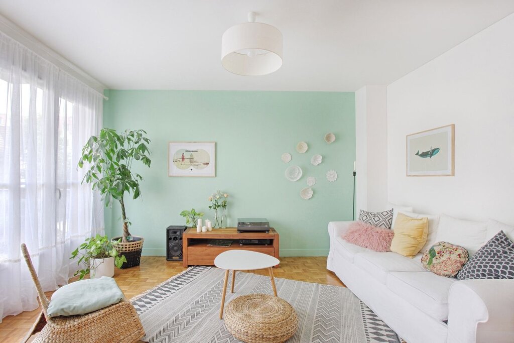 Mint-colored walls