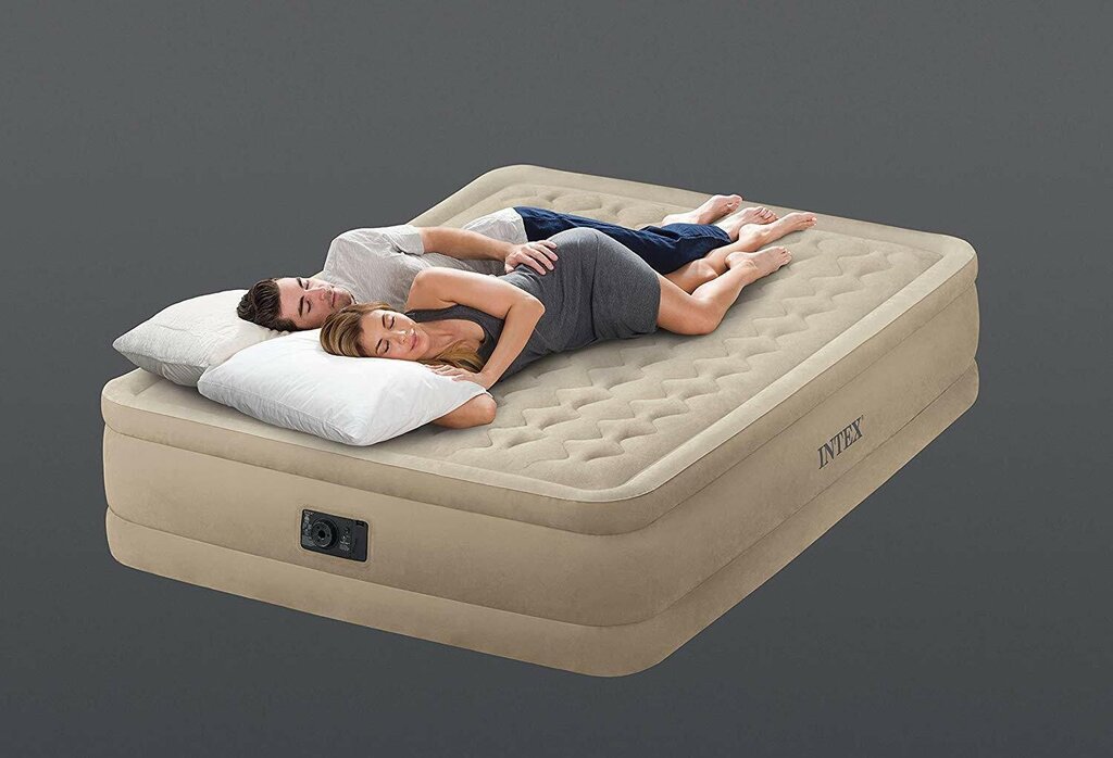 Inflatable bed with a backrest 34 фото