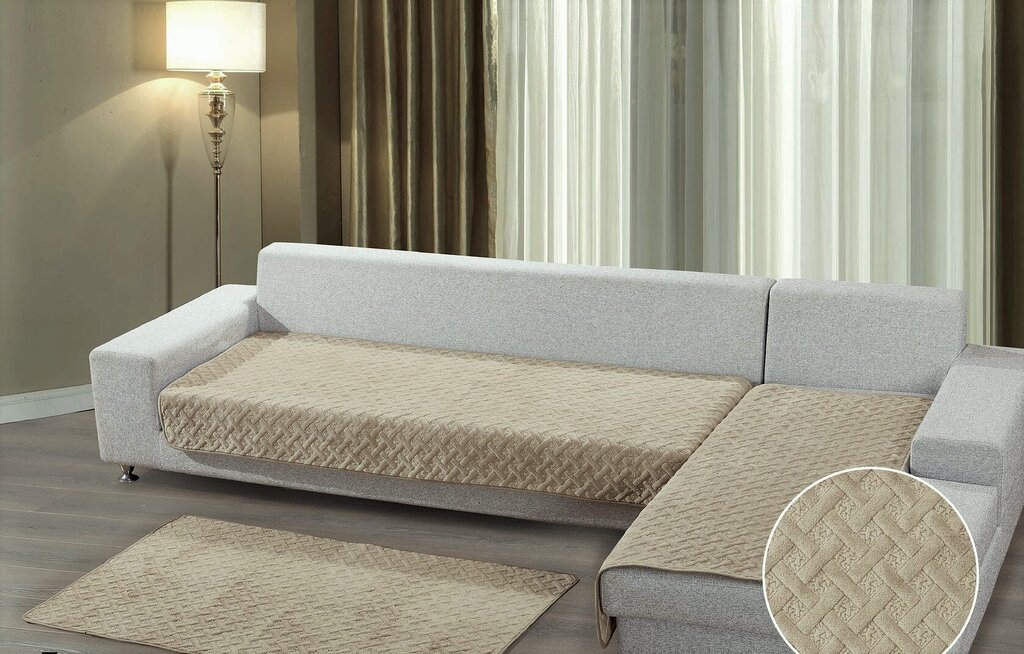 Sofa cover with ottoman