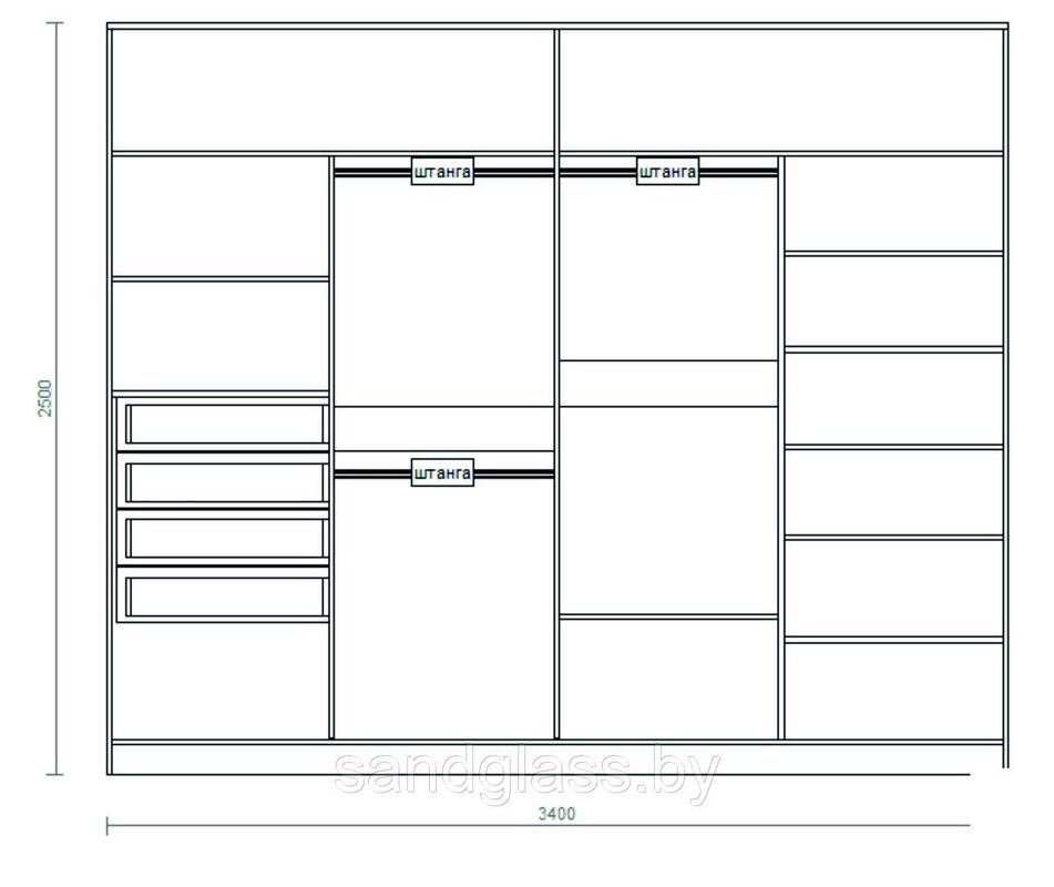 Filling of the wardrobe with sliding doors