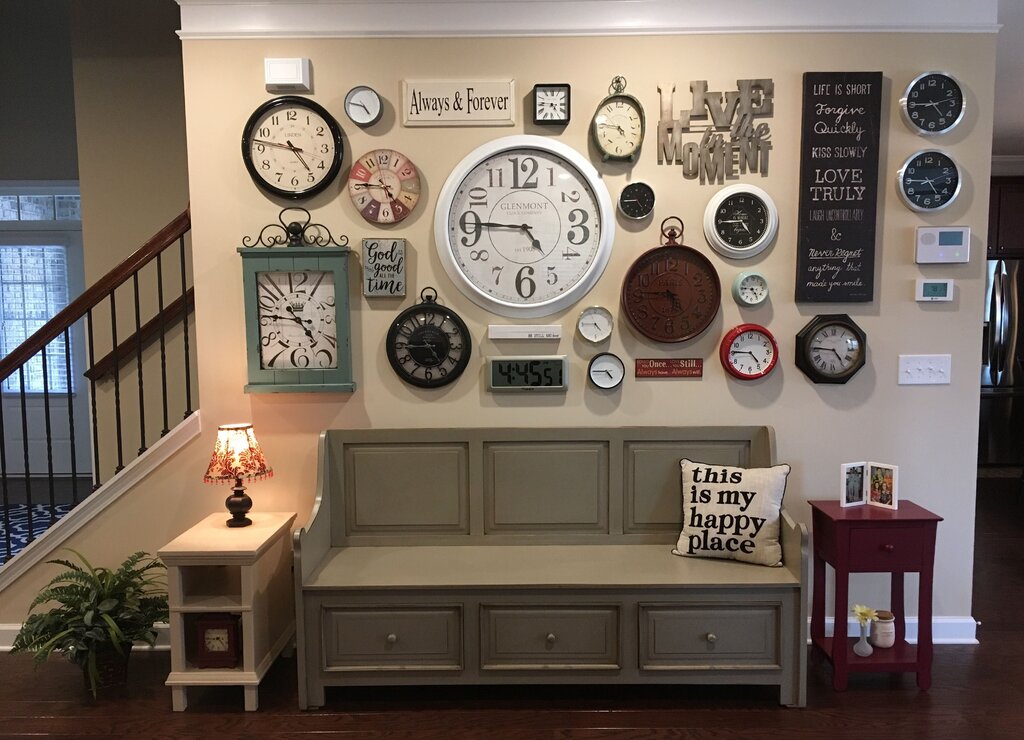 Wall clock in the kitchen interior