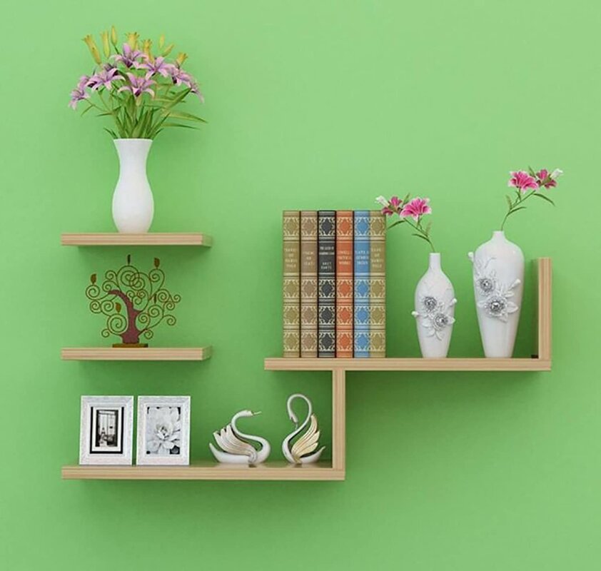 Wall shelves in the kitchen interior