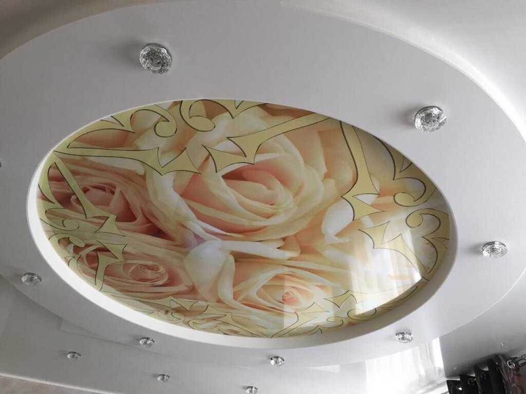 Stretch ceilings with photo printing for the kitchen