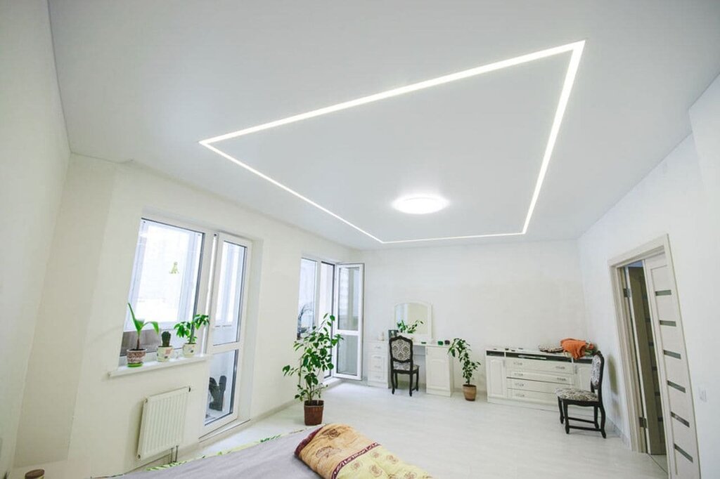 Stretch ceilings with lines