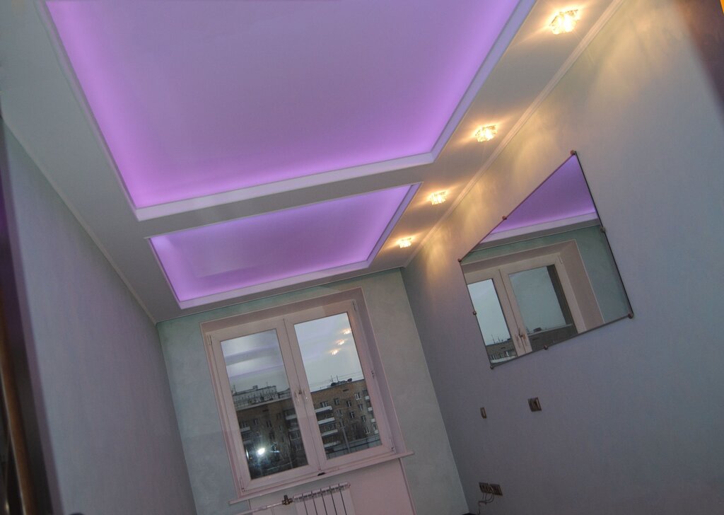 Stretch ceilings with built-in lighting