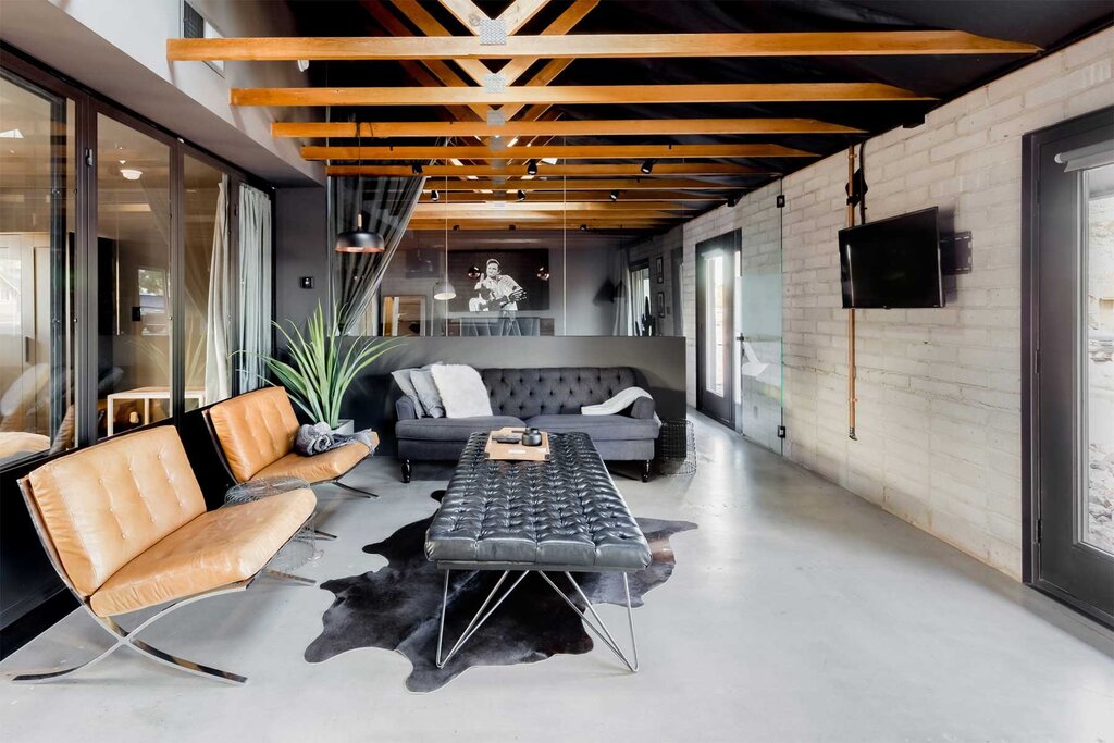 Stretch ceilings in a loft interior