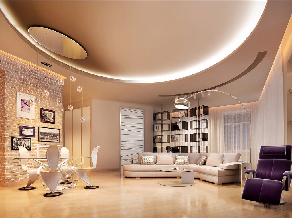 Stretch ceilings in the living room