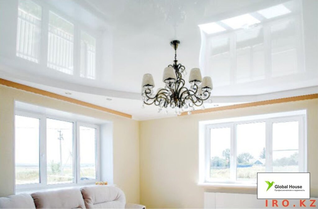 Glossy white stretch ceiling 44 фото