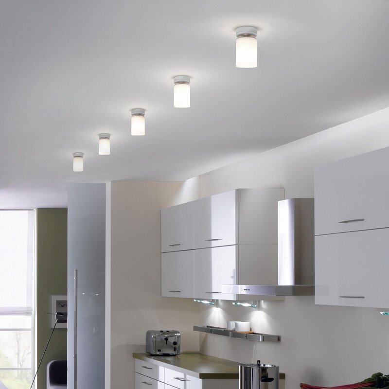 Stretch ceiling in the kitchen with lights