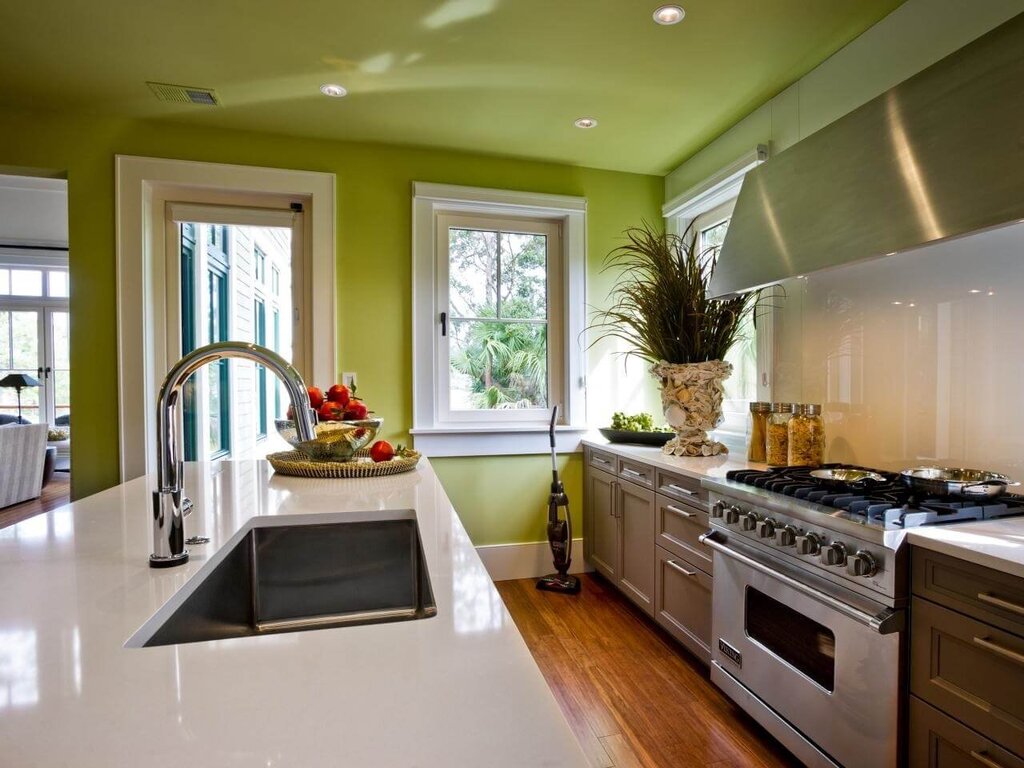 Olive-colored stretch ceiling