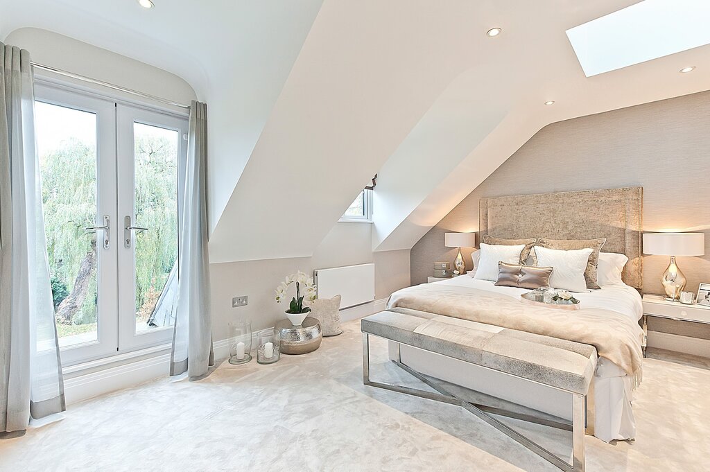 Stretch ceiling with skylights