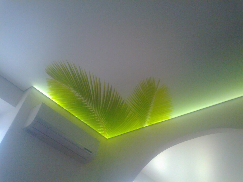 Stretch ceiling with internal lighting