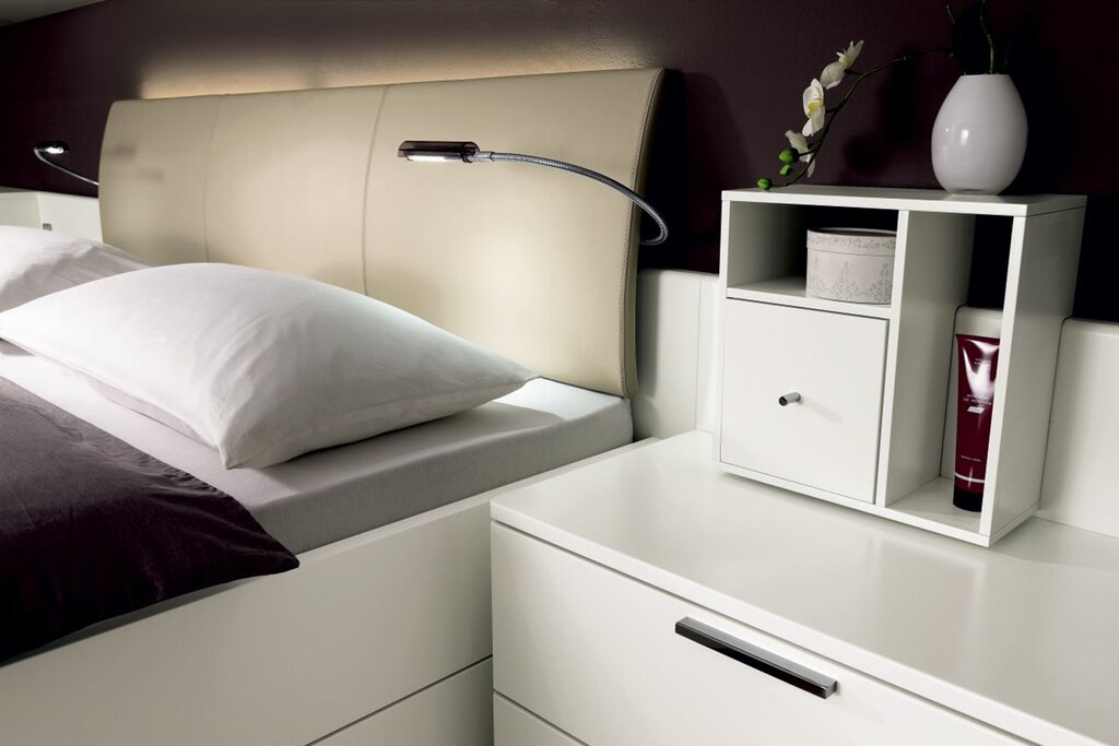 Wall-mounted bedside tables for the bedroom