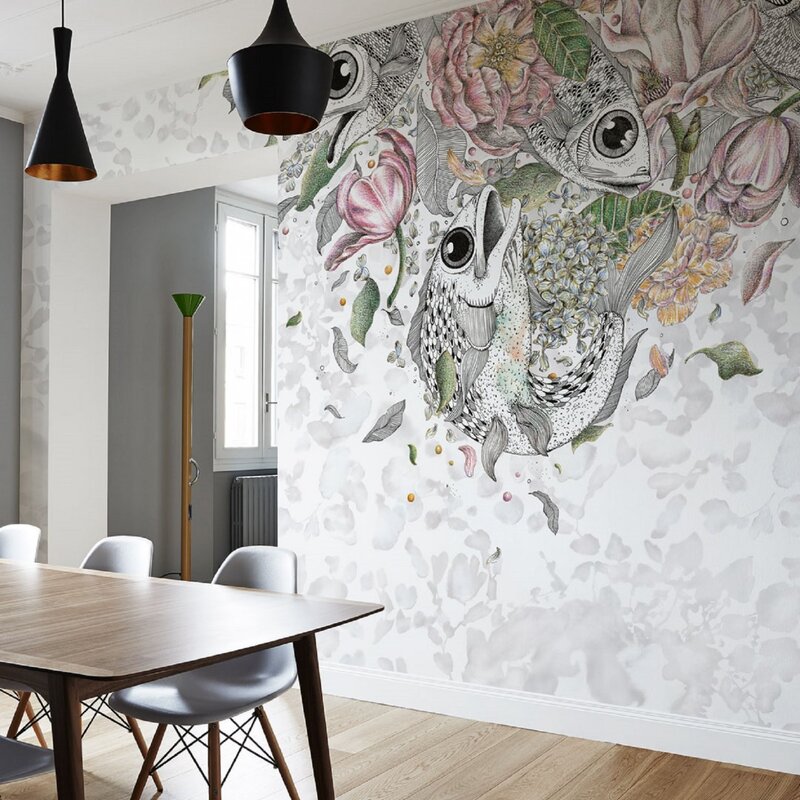 Unusual wallpaper for the kitchen walls