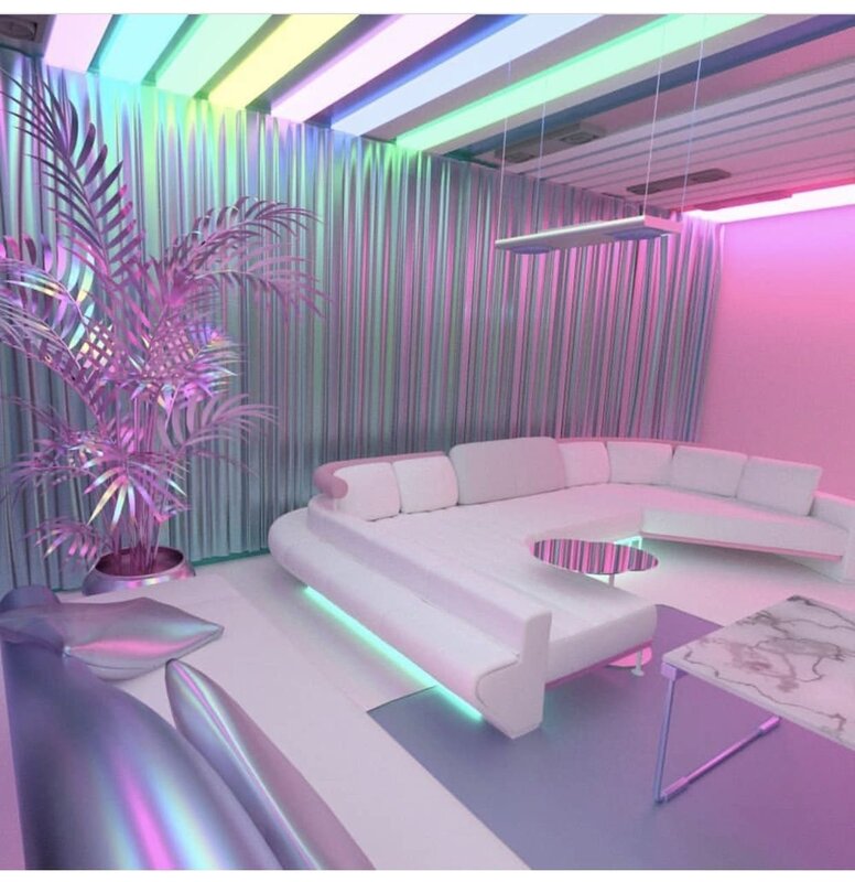 Neon strip on the ceiling