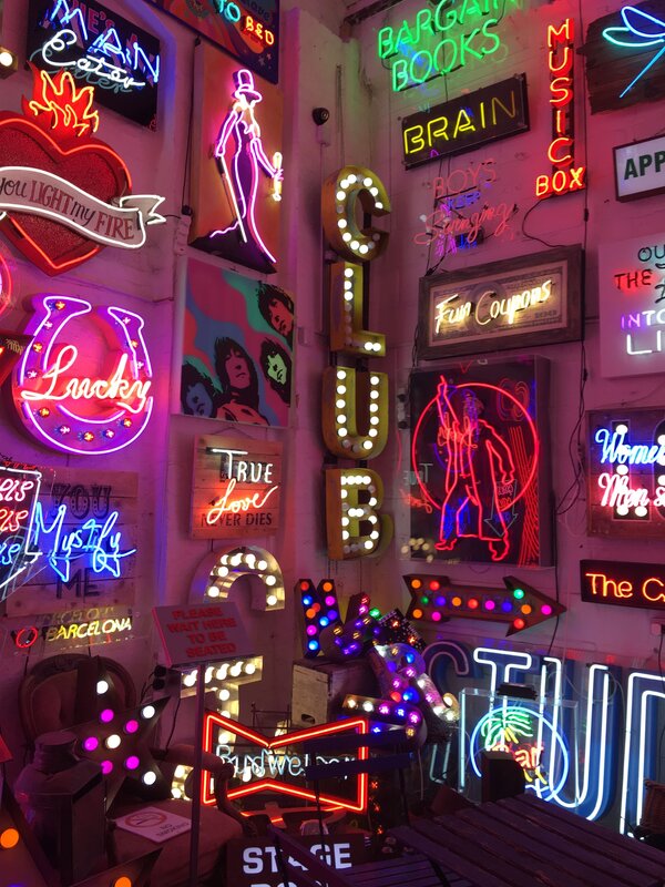 Neon sign on the wall in the room