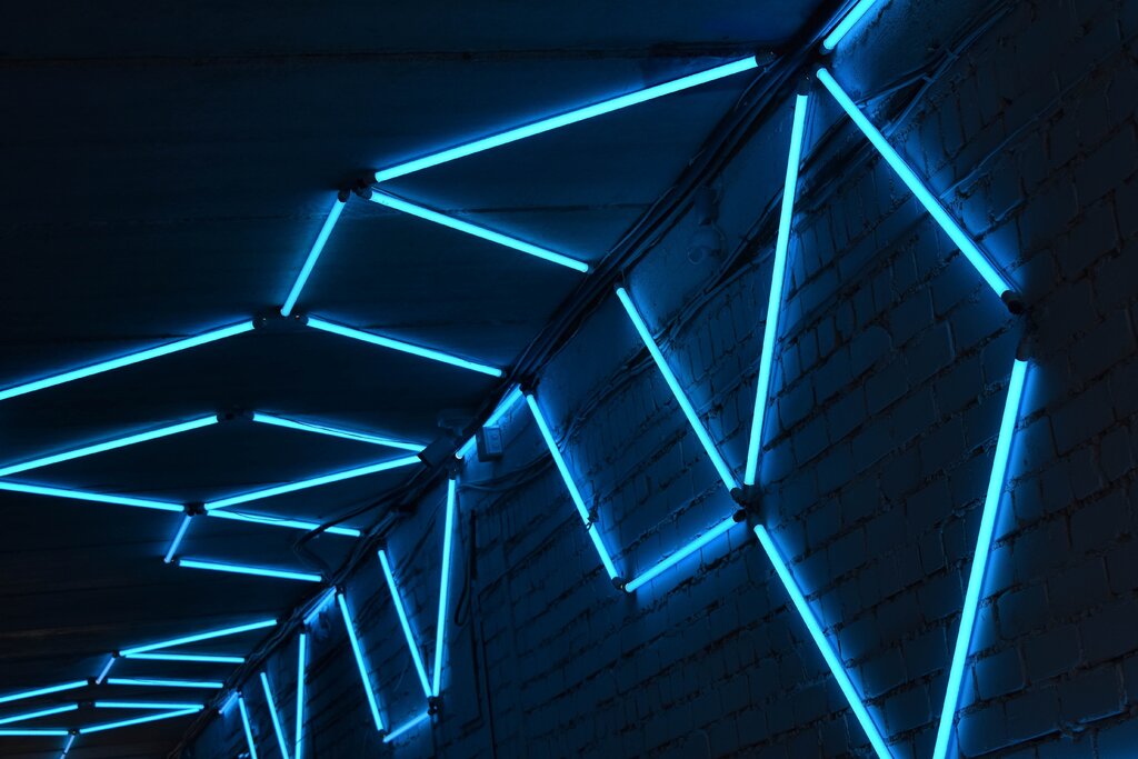 Neon lamps on the wall