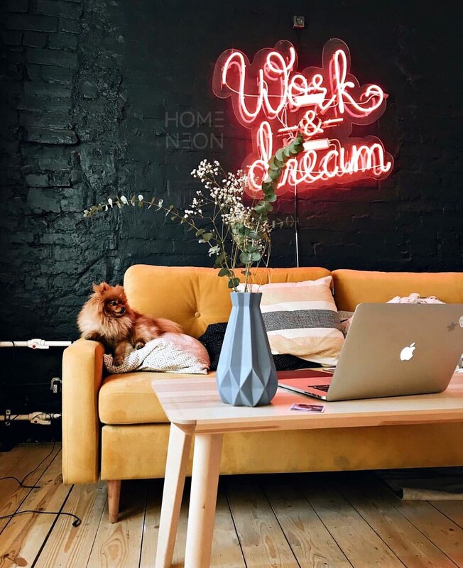 Neon signs in the interior