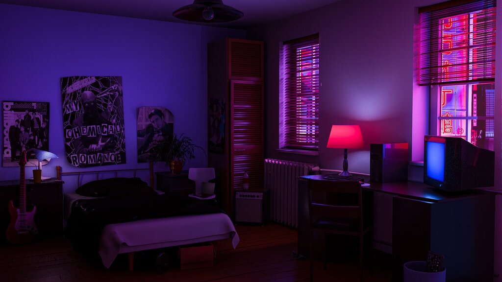 Neon light in the room