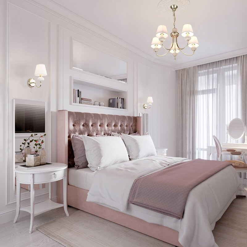 A delicate chandelier for the bedroom