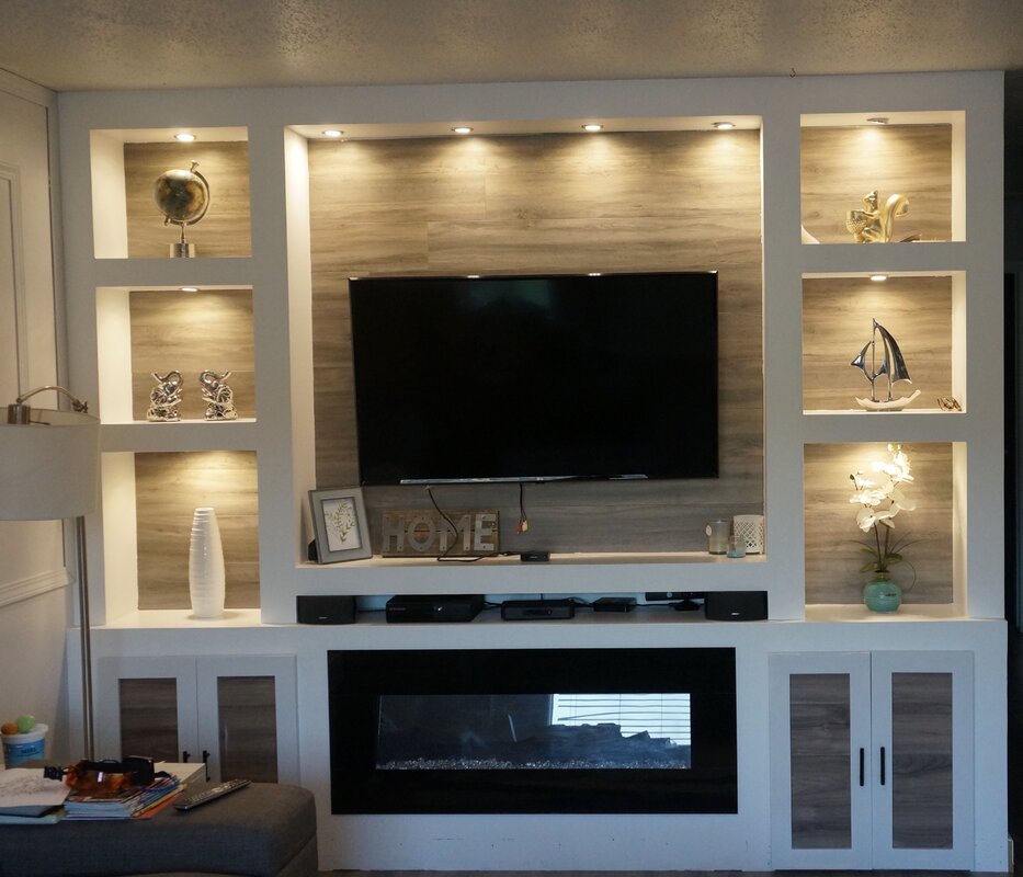 A niche for a TV made of drywall