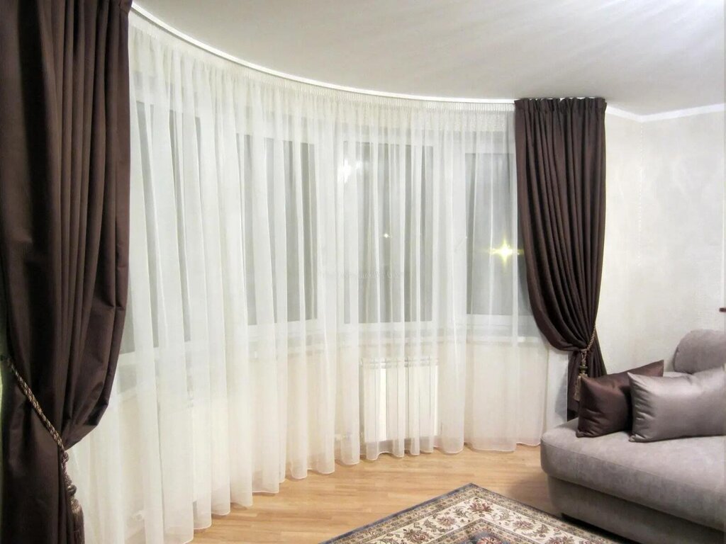 Night curtains for the living room under tulle 37 фото