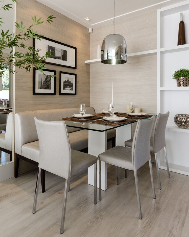 Dining area in the kitchen with a sofa