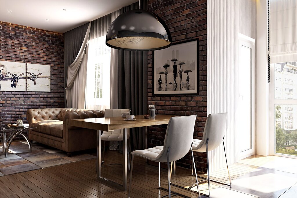 Loft-style dining area