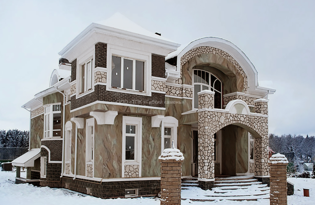 Facade cladding with marble chips