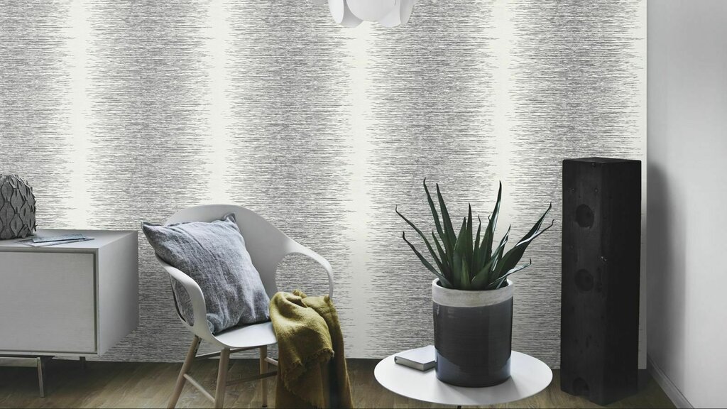 White wallpaper with silver for walls