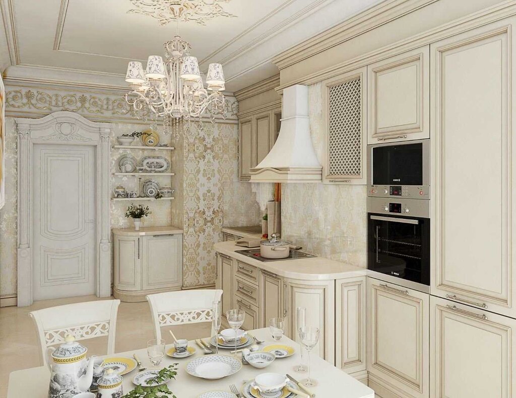 Wallpaper for the kitchen in a classic style 21 фото