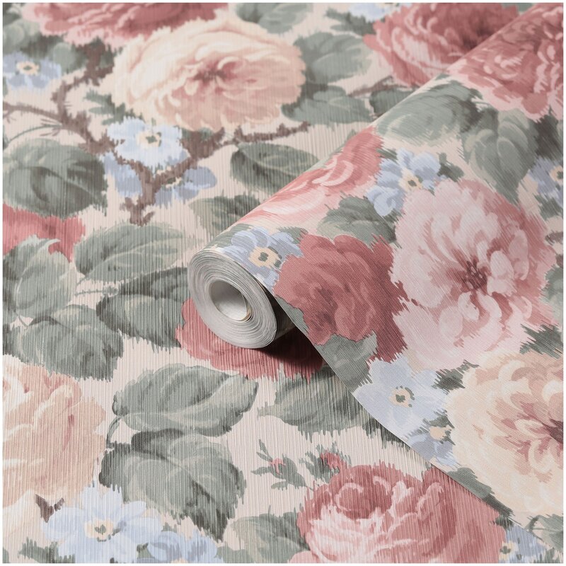 Non-woven wallpaper with roses