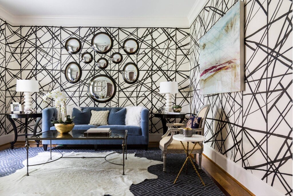 Geometric wallpaper for walls in the interior