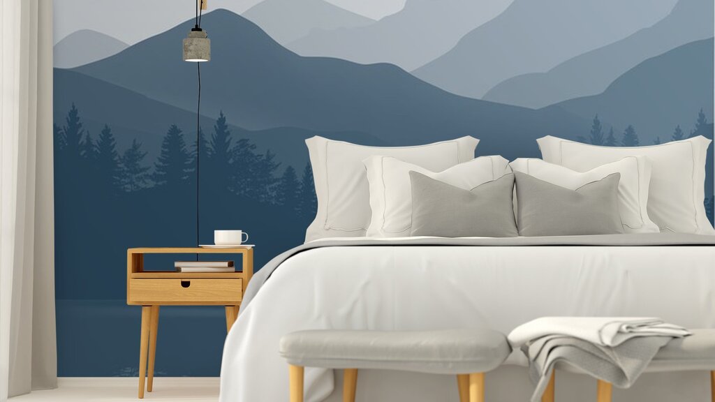 Wallpaper of mountains for the bedroom