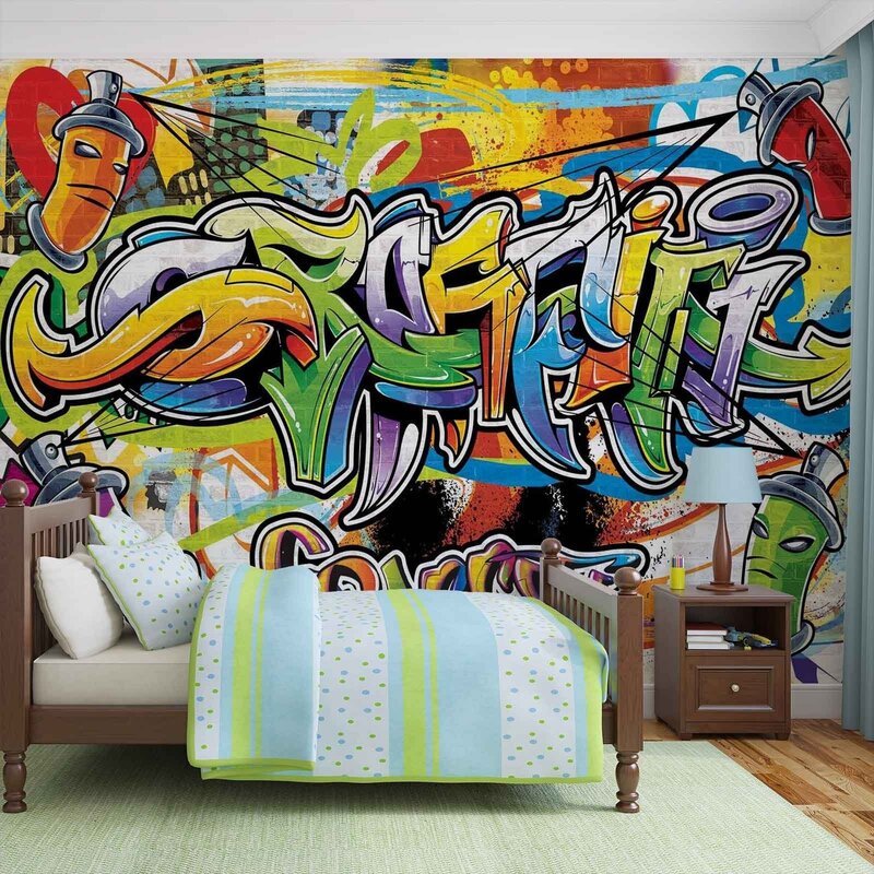 Graffiti wallpaper for a boy's room 49 фото