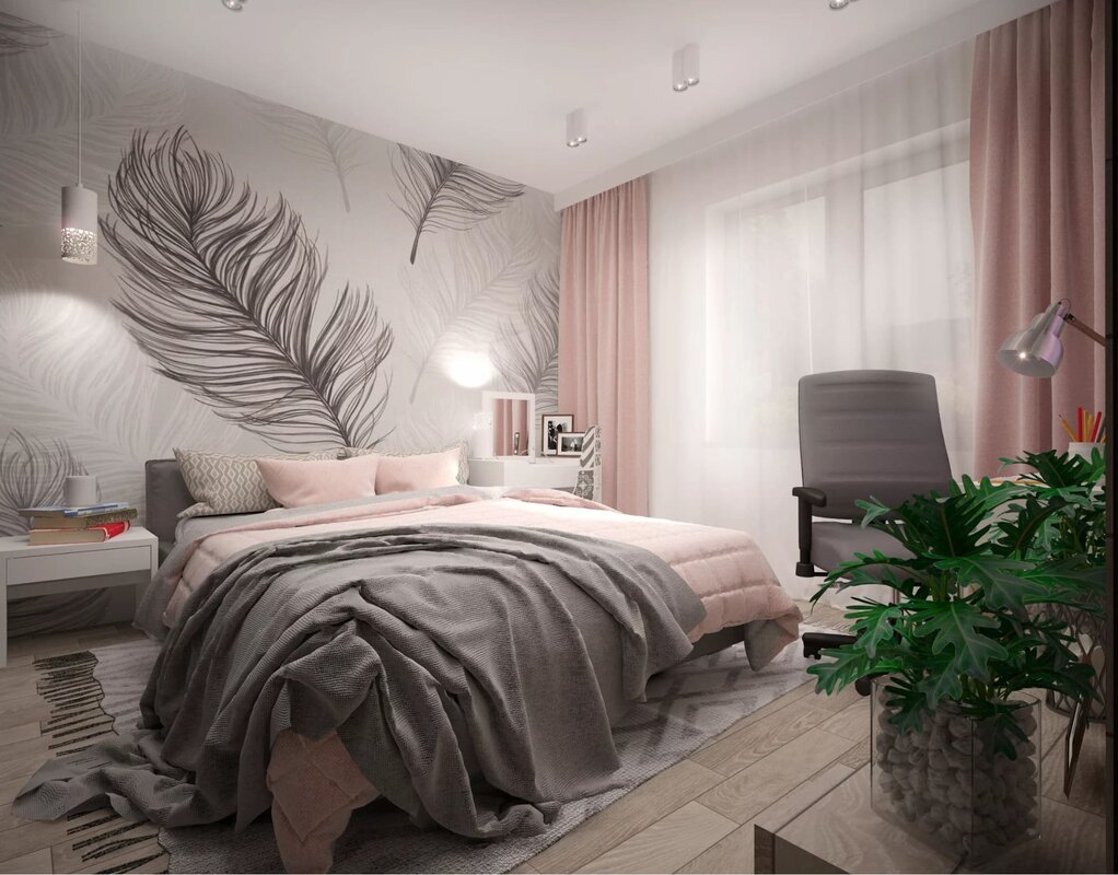 Feather wallpaper for walls in the interior