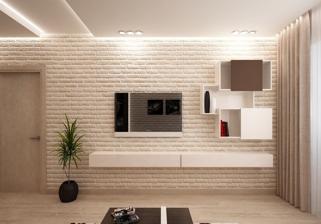 Wallpaper that looks like brick in the interior