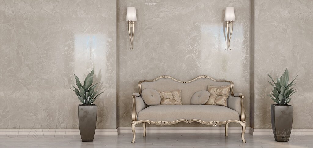 Wallpaper with a Venetian plaster effect in the interior