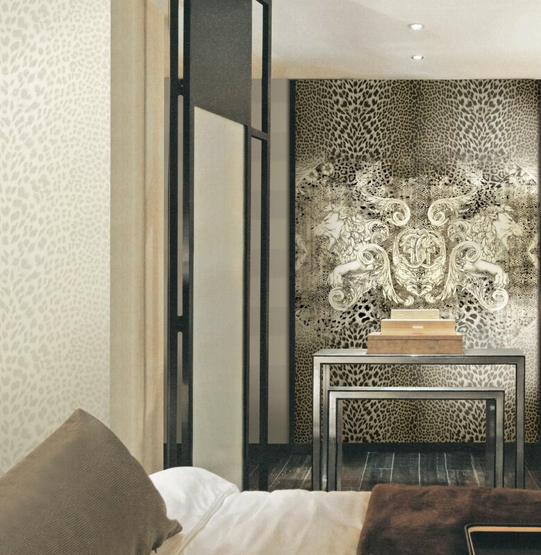 Roberto Cavalli wallpaper in the interior 39 фото